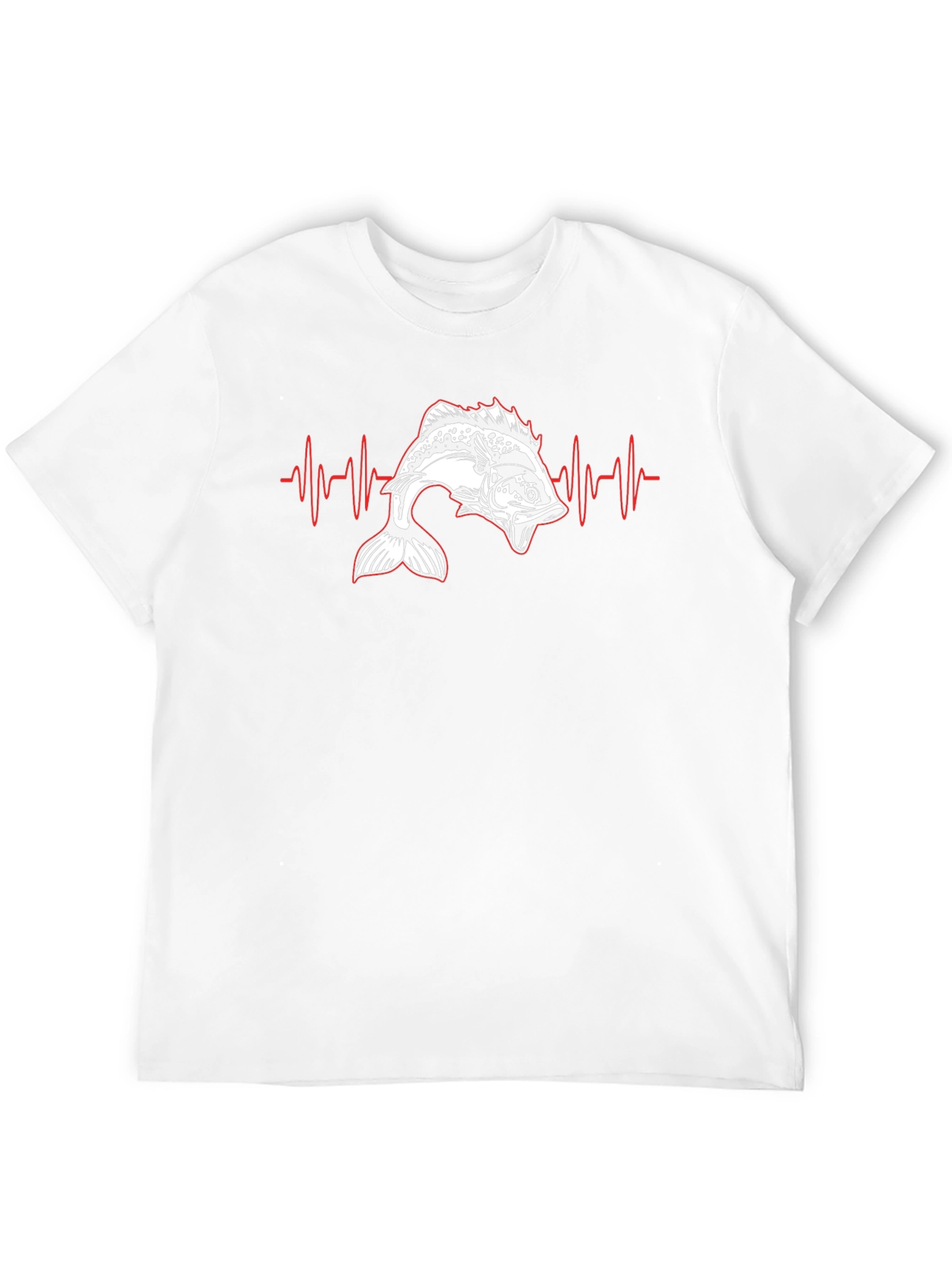 Camiseta Negra con Diseño de Latido de Pesca