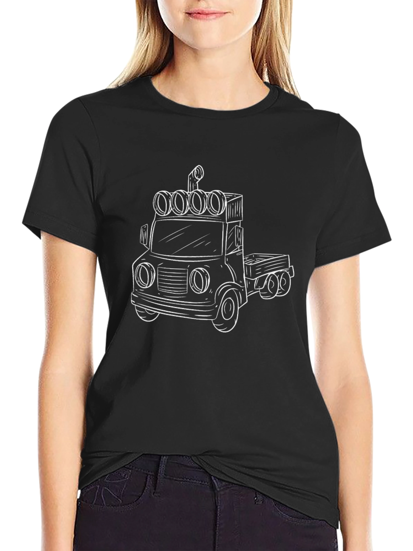 Camiseta Negra con Diseño de Camión para Hombre