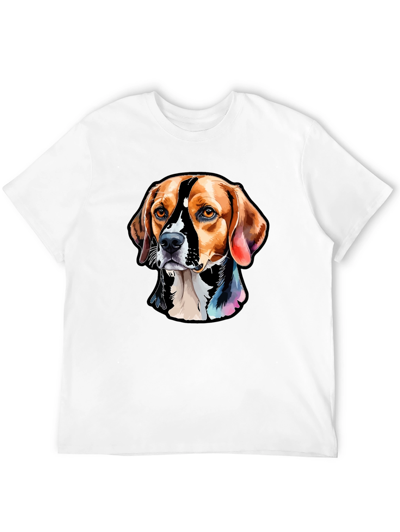 Camiseta Negra con Diseño de Perro Beagle Artístico