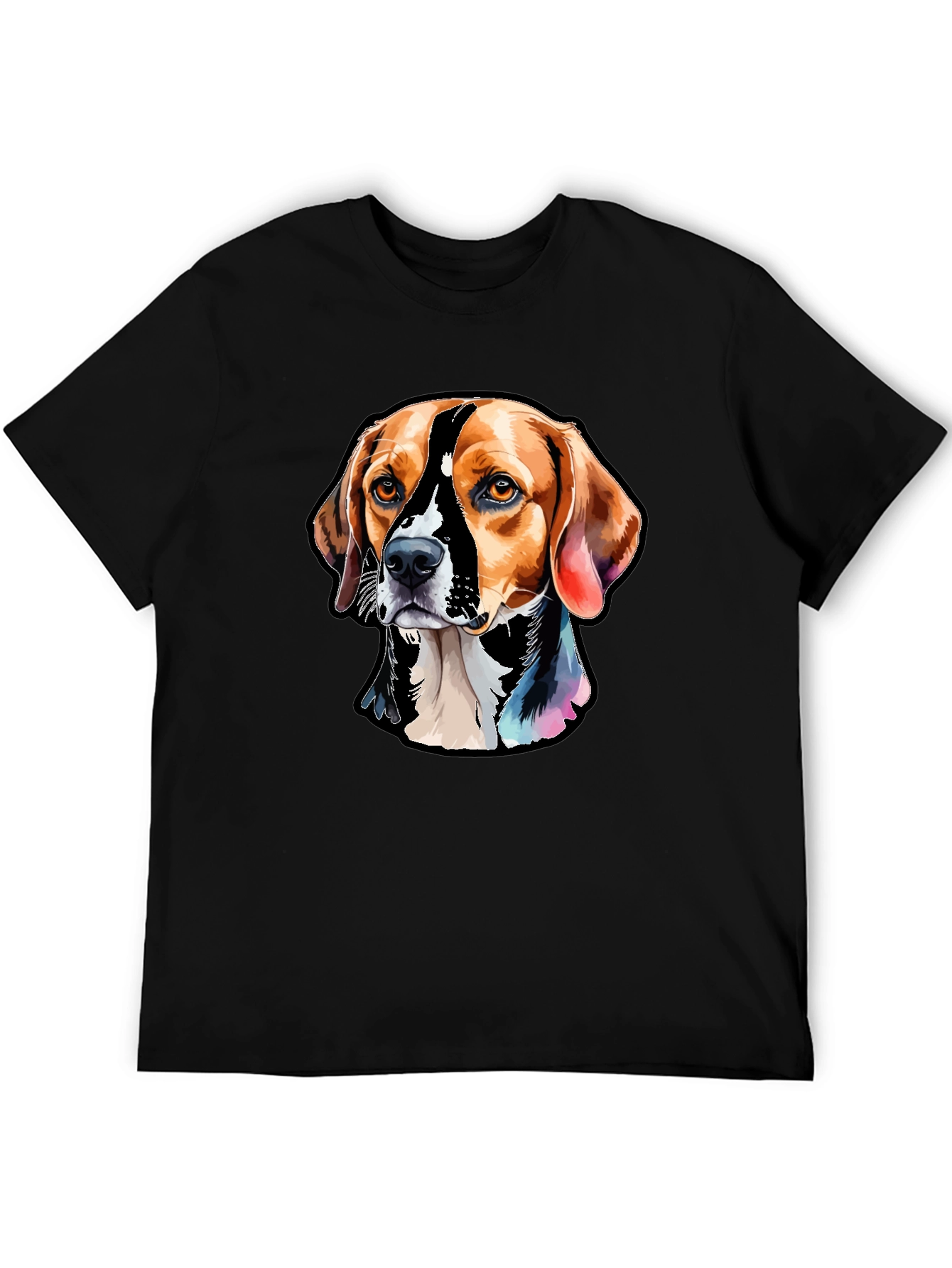Camiseta Negra con Diseño de Perro Beagle Artístico