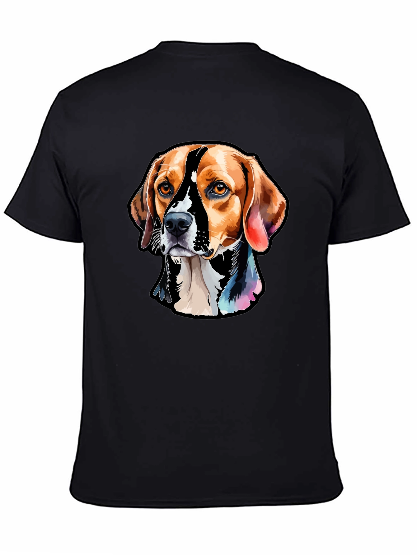 Camiseta Negra con Diseño de Perro Beagle Artístico