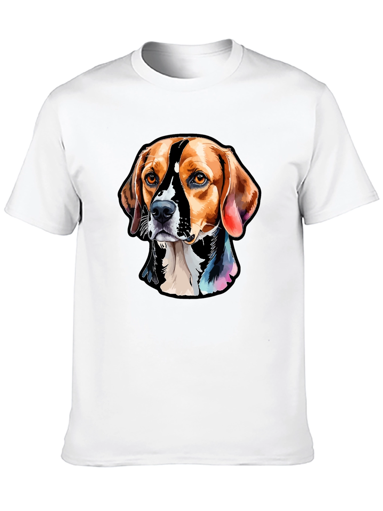 Camiseta Negra con Diseño de Perro Beagle Artístico
