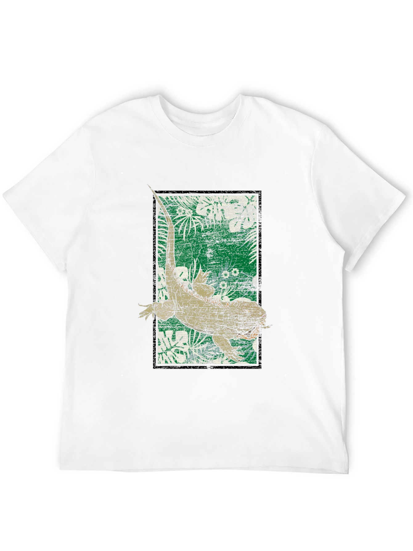 Camiseta Negra con Diseño de Iguana Tropical
