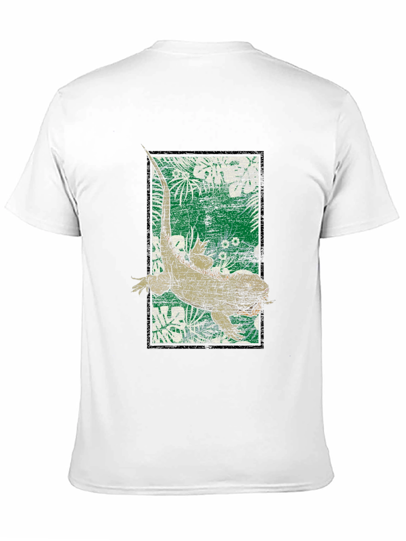 Camiseta Negra con Diseño de Iguana Tropical