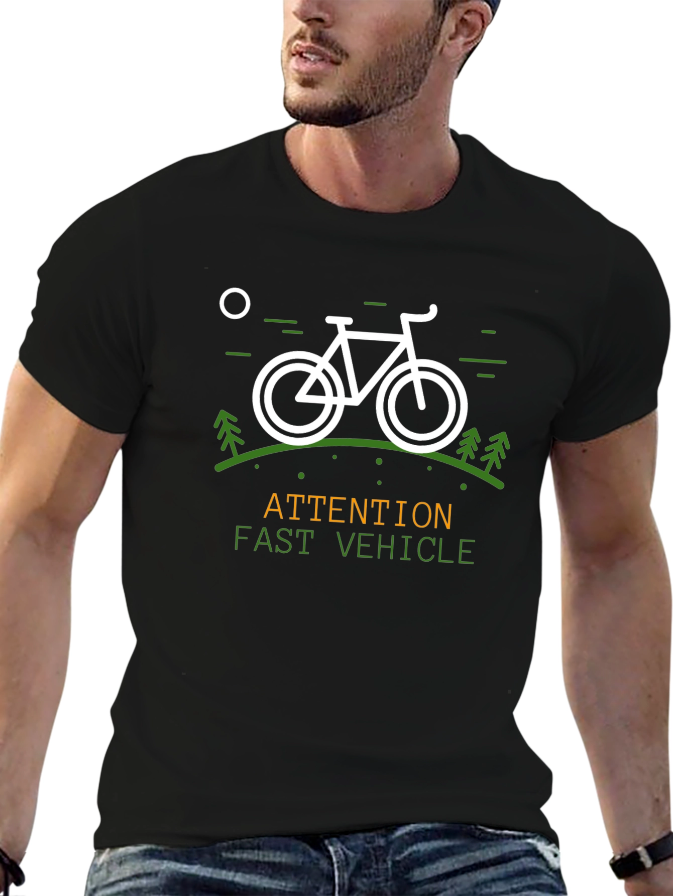Camiseta Negra Atención Vehículo Rápido