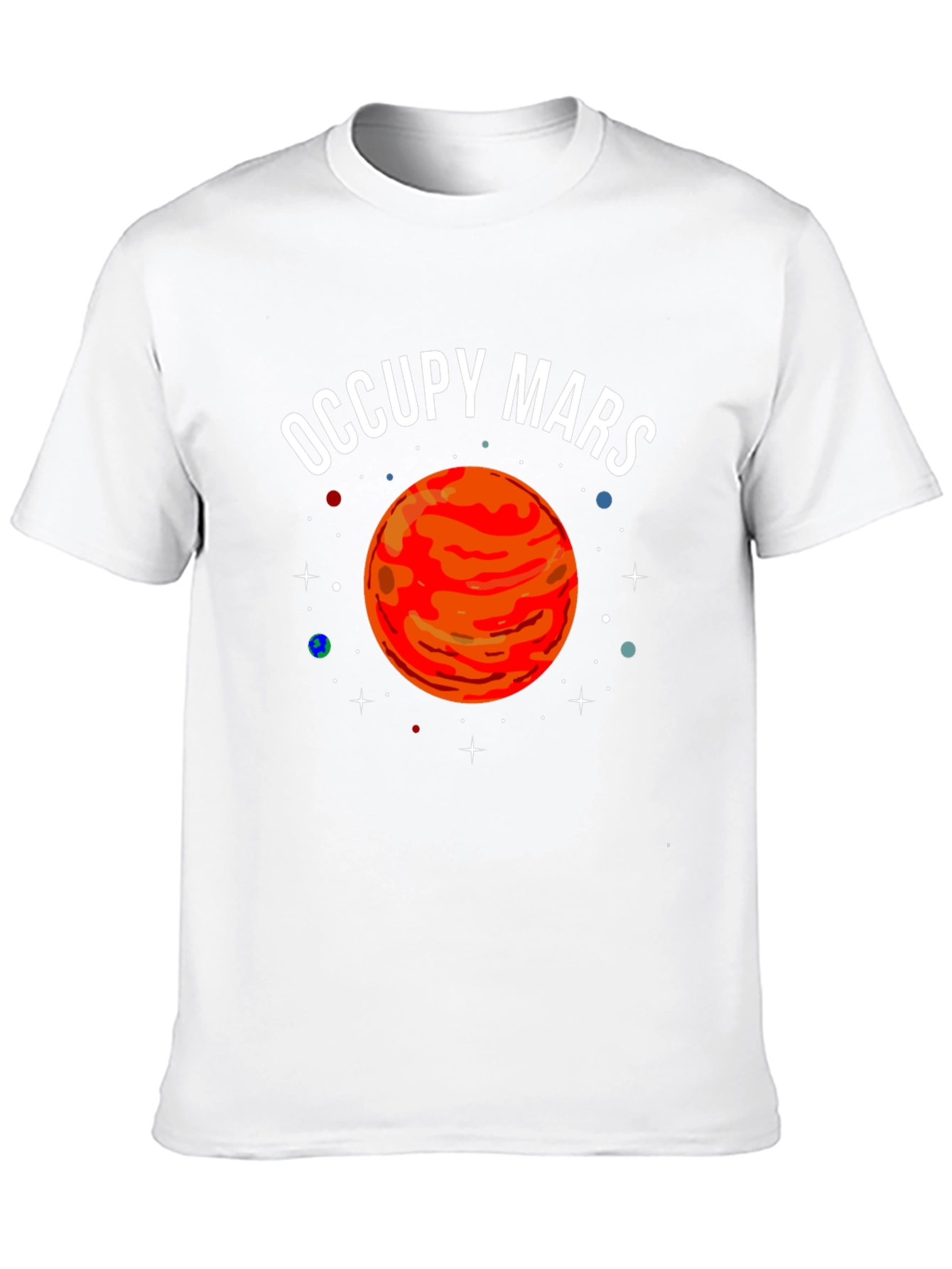 Camiseta Negra Occupy Mars con Diseño Planetario