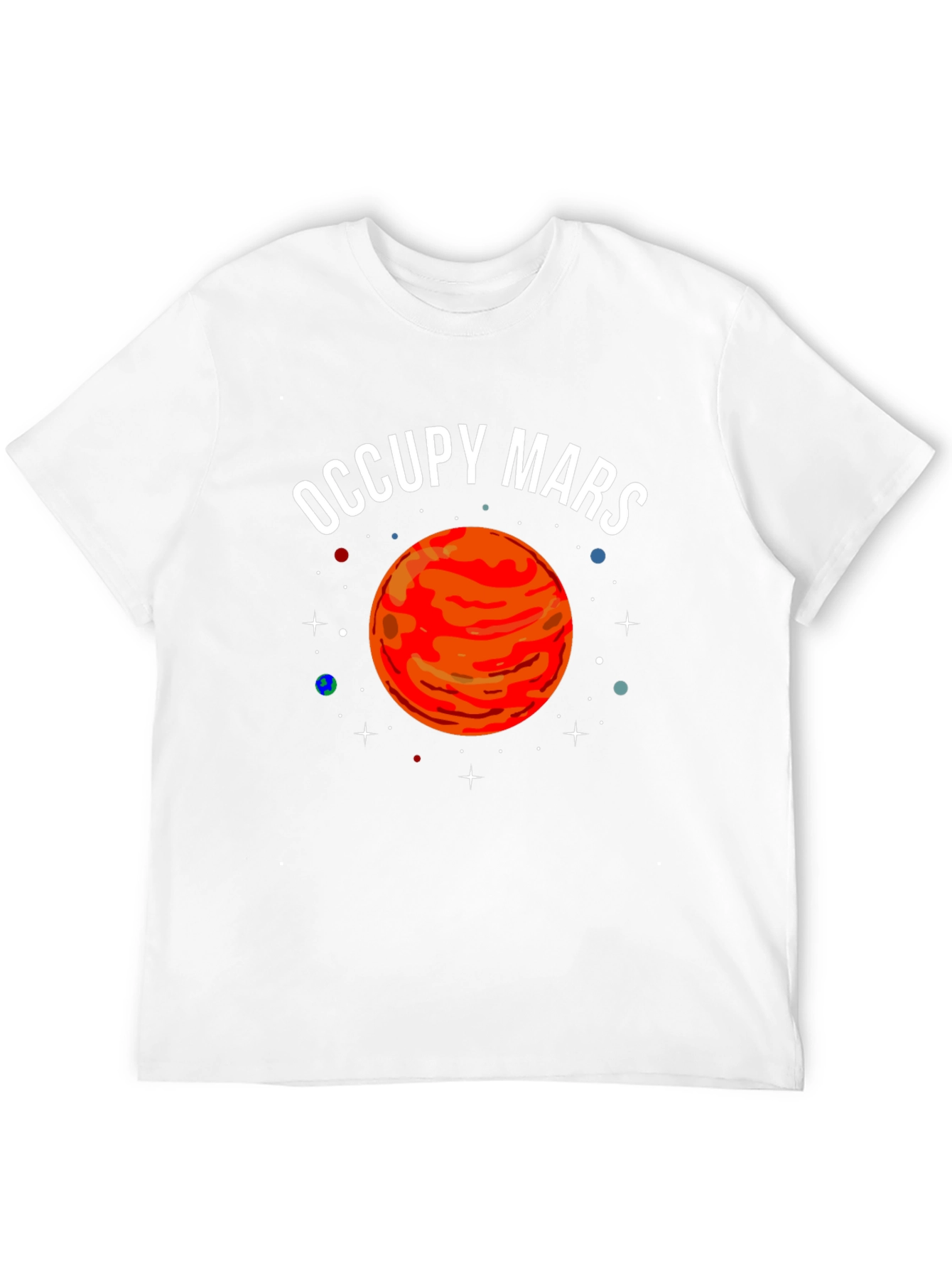 Camiseta Negra Occupy Mars con Diseño Planetario
