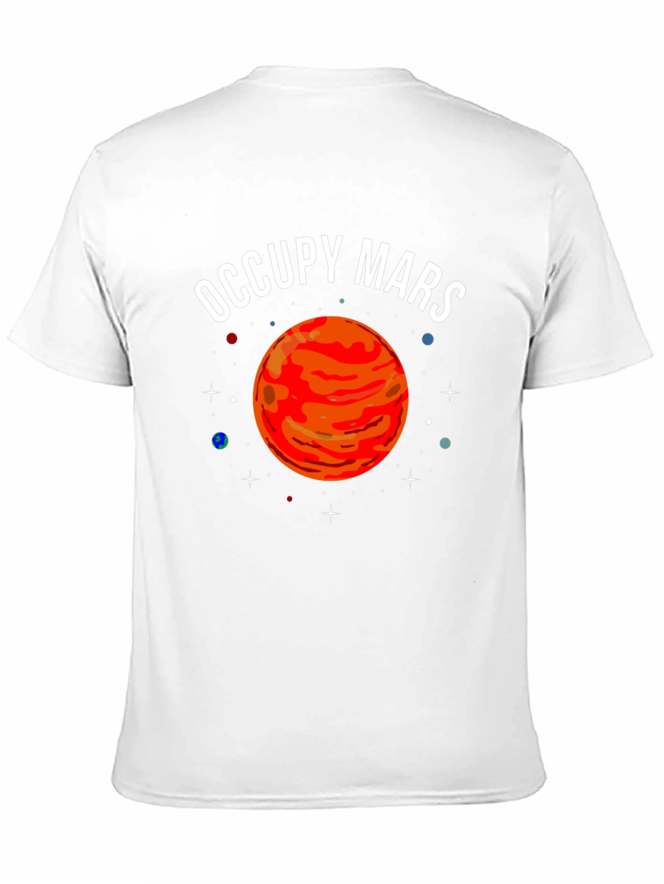 Camiseta Negra Occupy Mars con Diseño Planetario