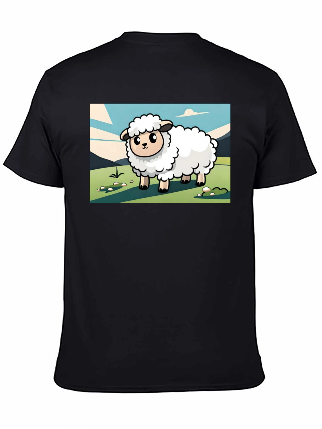 Camiseta Negra con Diseño de Oveja Linda