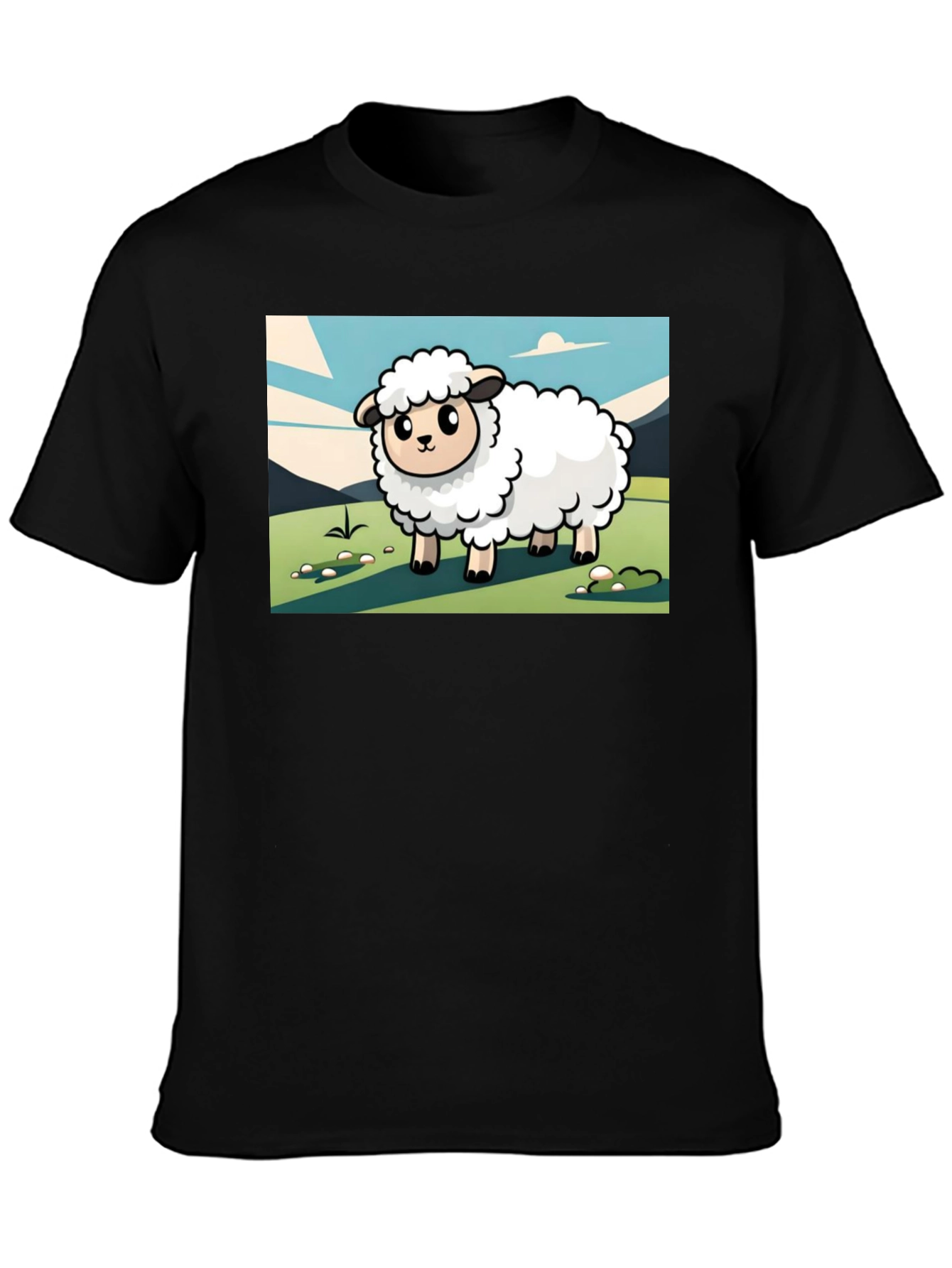 Camiseta Negra con Diseño de Oveja Linda