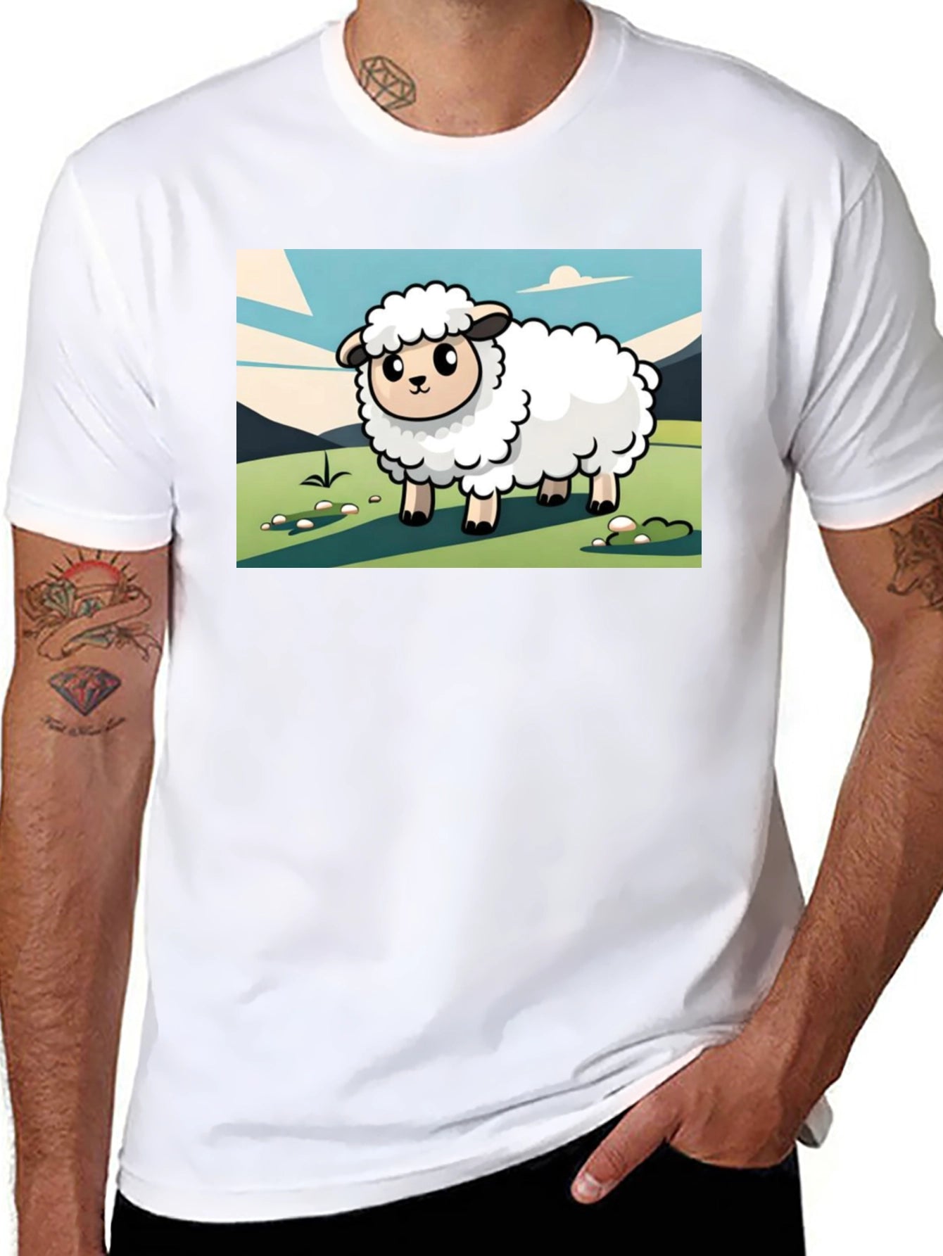Camiseta Negra con Diseño de Oveja Linda