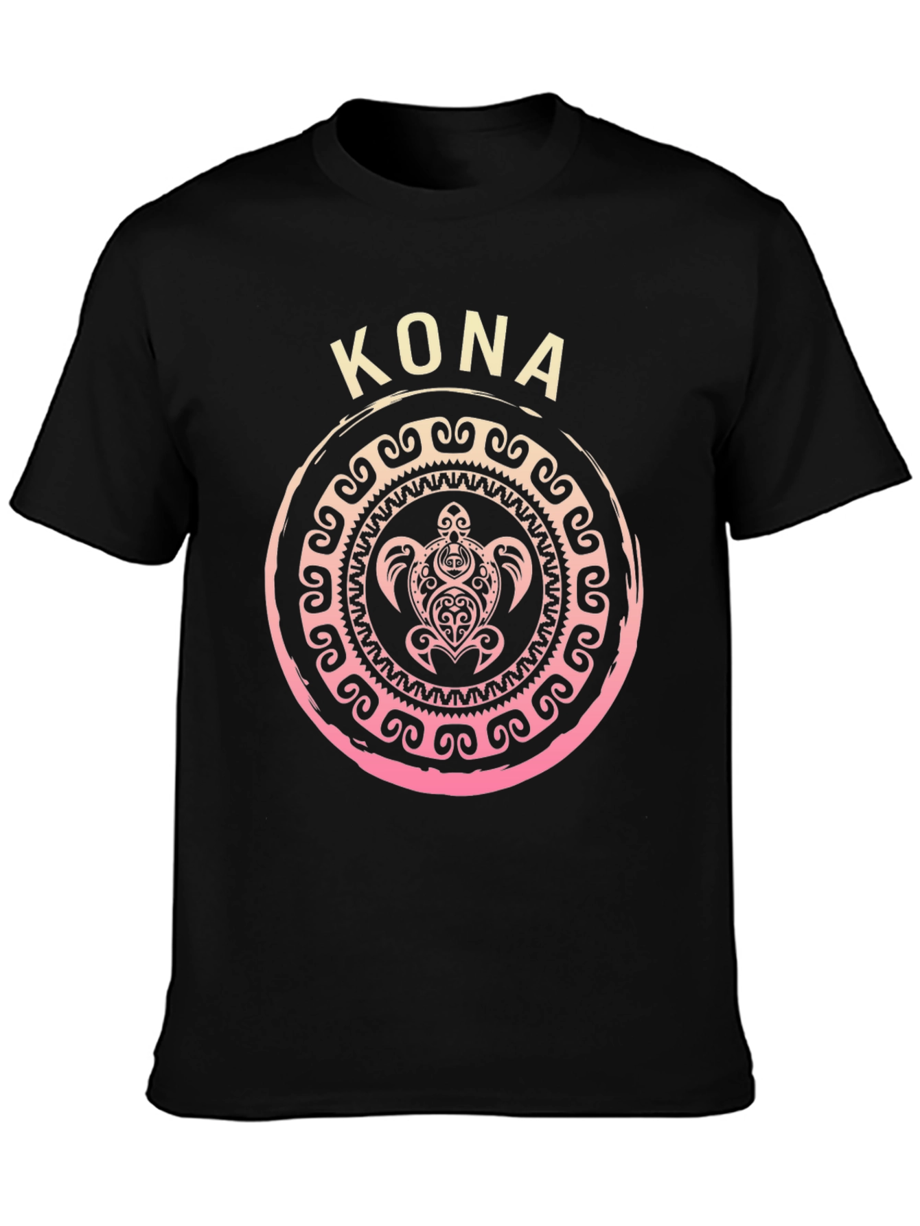 Camiseta Negra Kona Tortuga Tribal Hawaiiana
