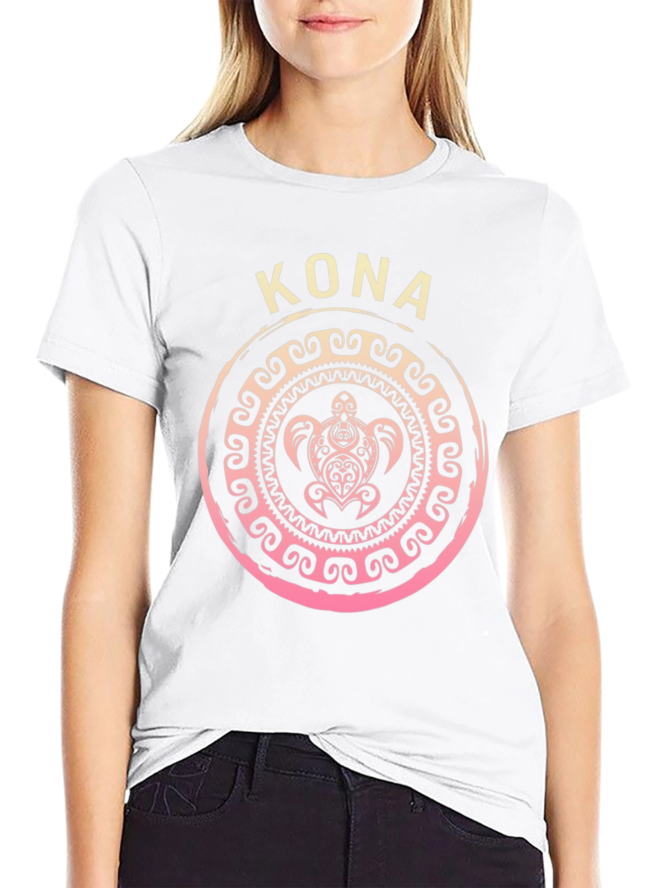 Camiseta Negra Kona Tortuga Tribal Hawaiiana