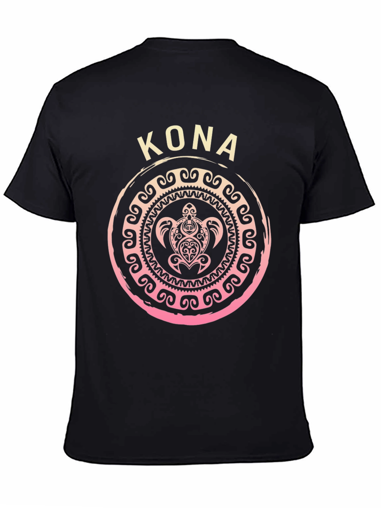 Camiseta Negra Kona Tortuga Tribal Hawaiiana