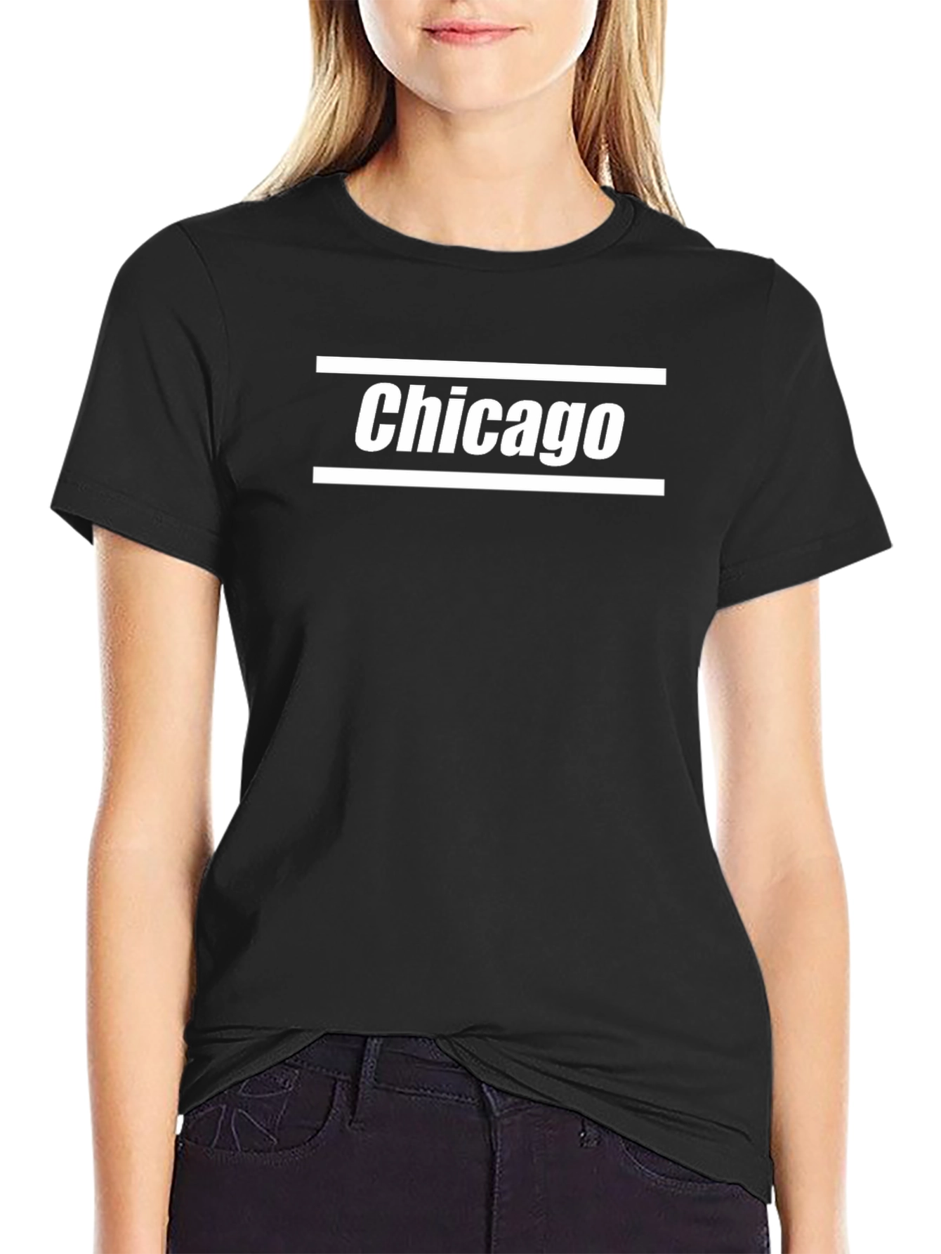 Camiseta Negra Chicago Diseño Urbano Casual