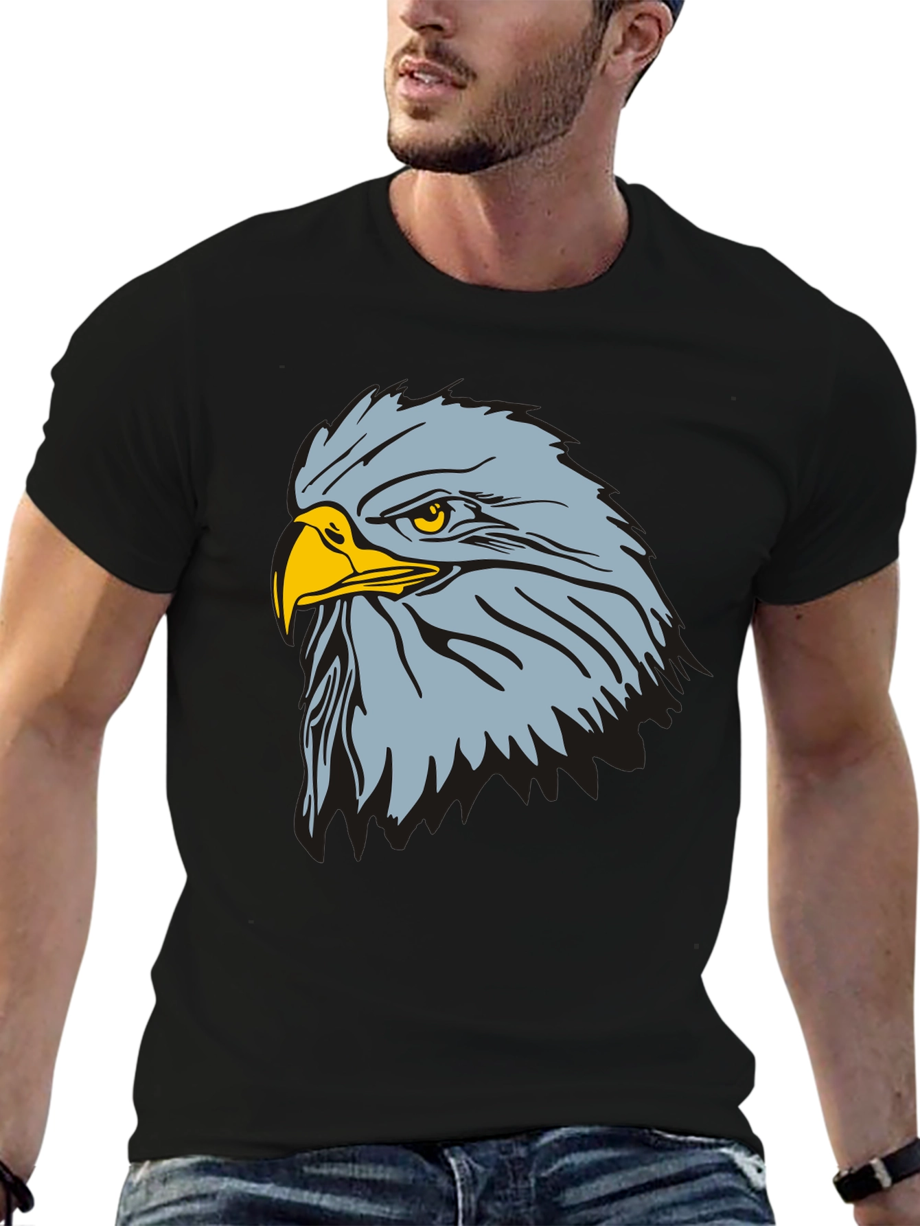 Camiseta Negra con Diseño de Águila Imponente