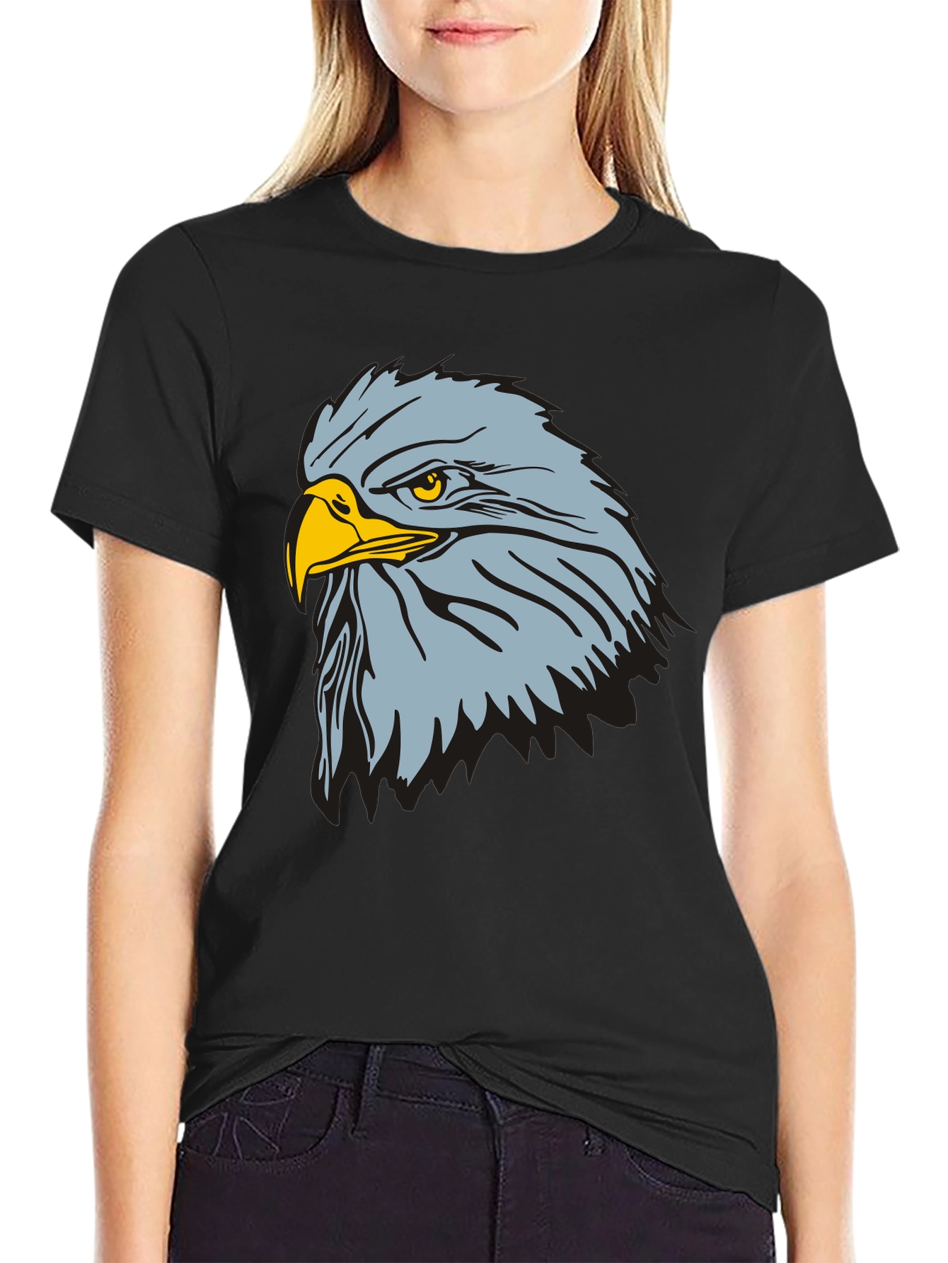 Camiseta Negra con Diseño de Águila Imponente