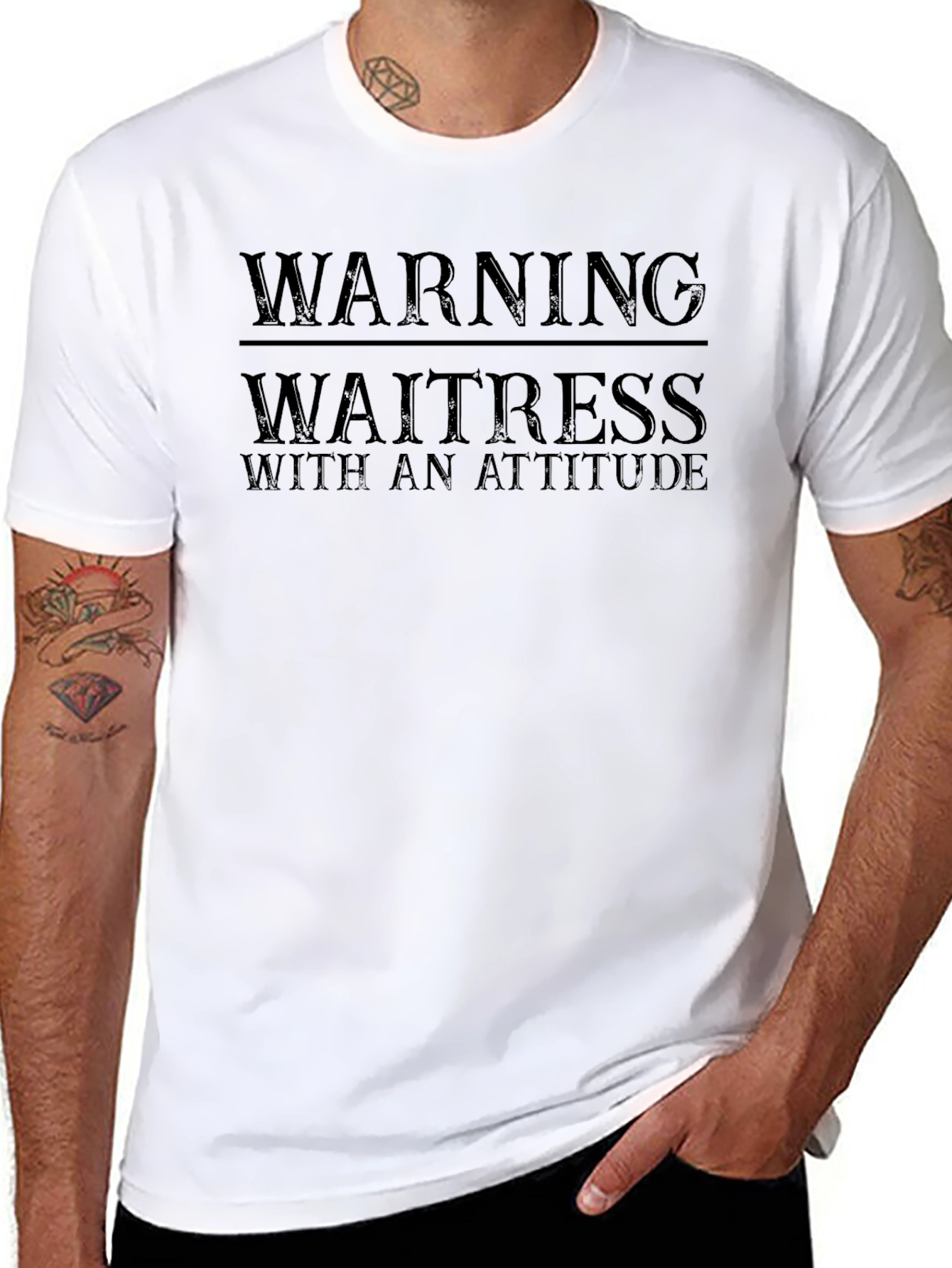 Camiseta Negra Warning Waitress With An Attitude