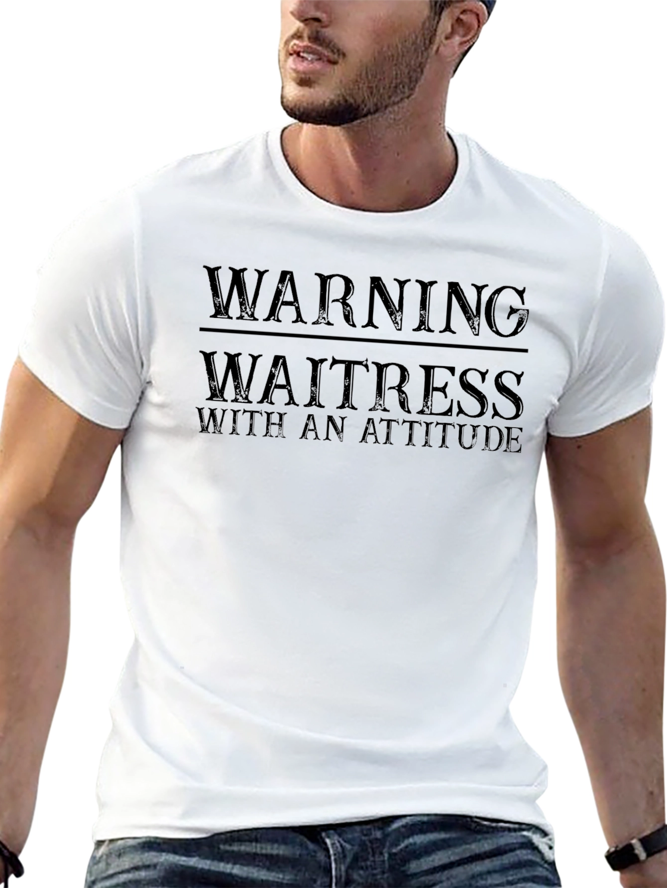 Camiseta Negra Warning Waitress With An Attitude