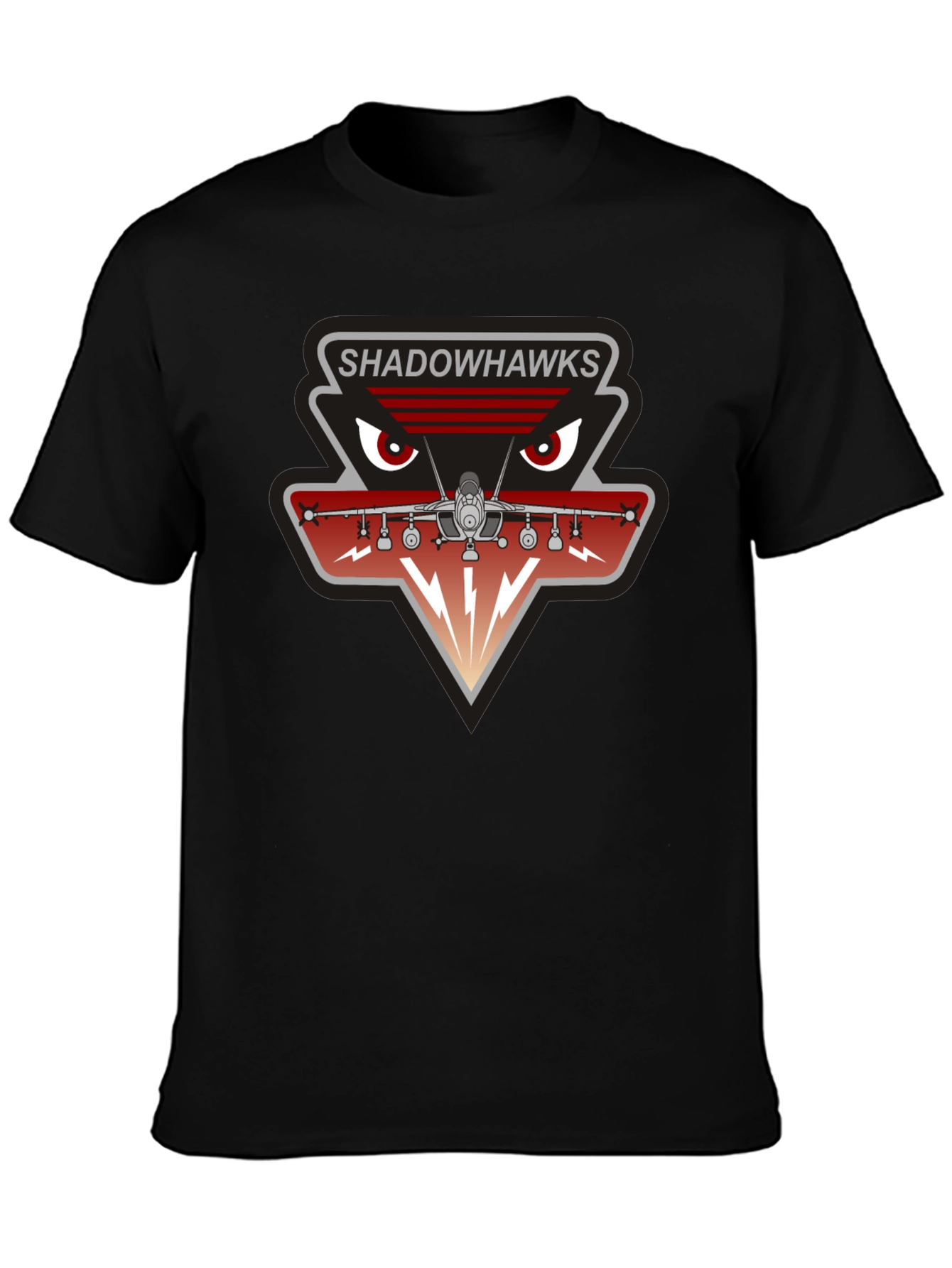Camiseta Negra Shadowhawks - Diseño Aviación Militar