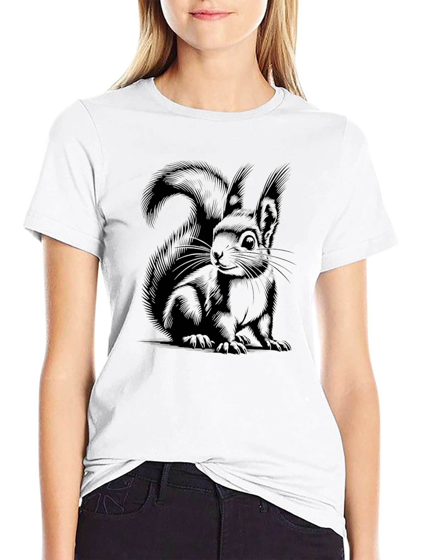 Camiseta Negra con Diseño de Ardilla