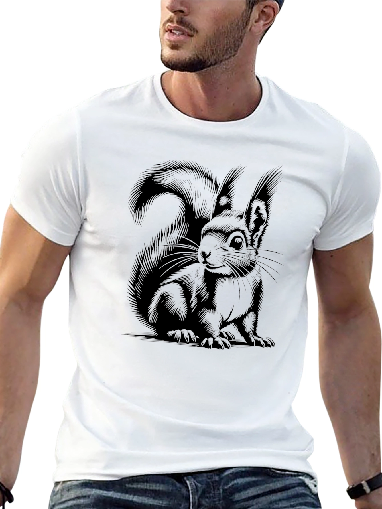Camiseta Negra con Diseño de Ardilla