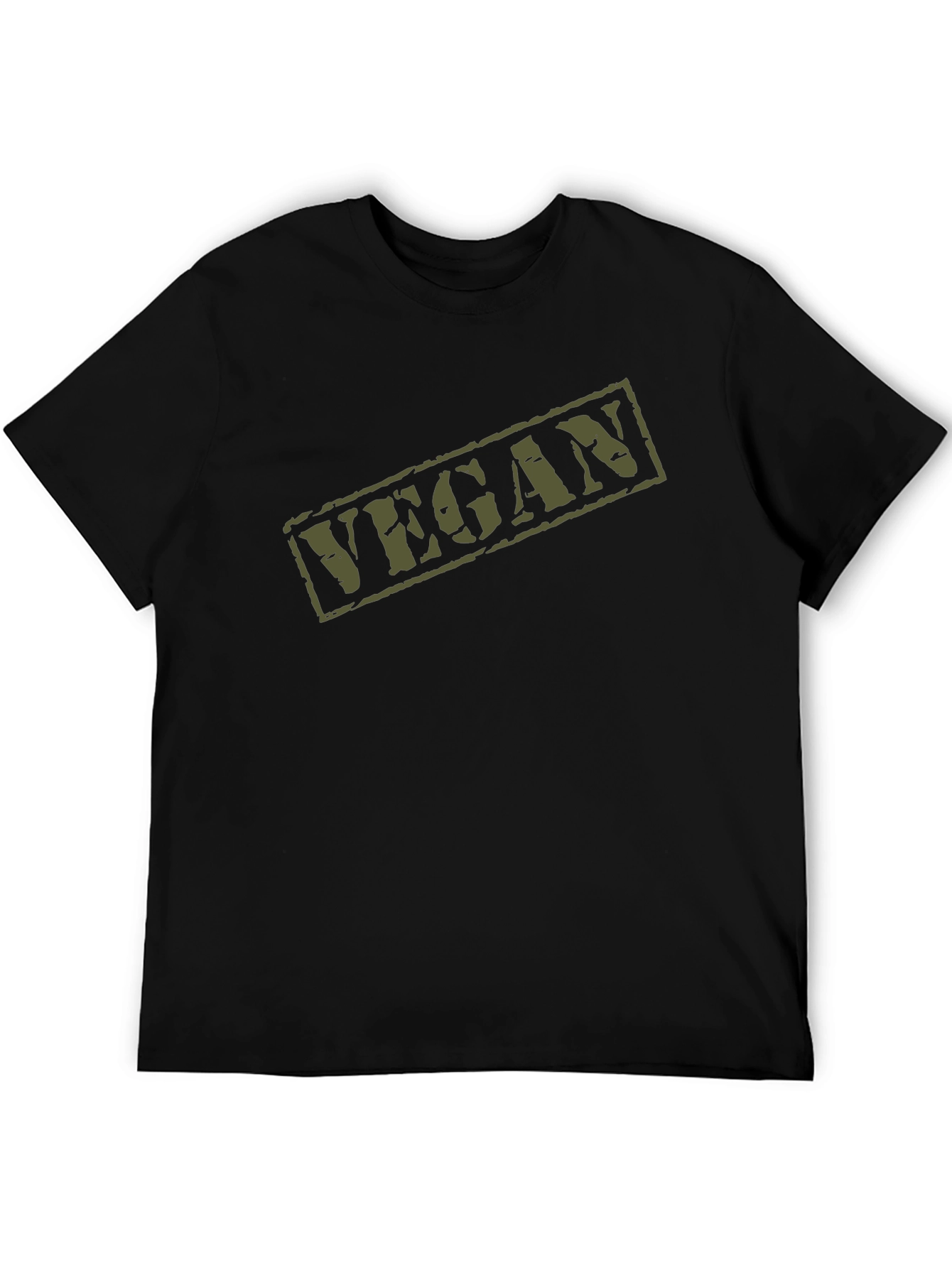Camiseta Negra Vegan Militar Hombre Algodón