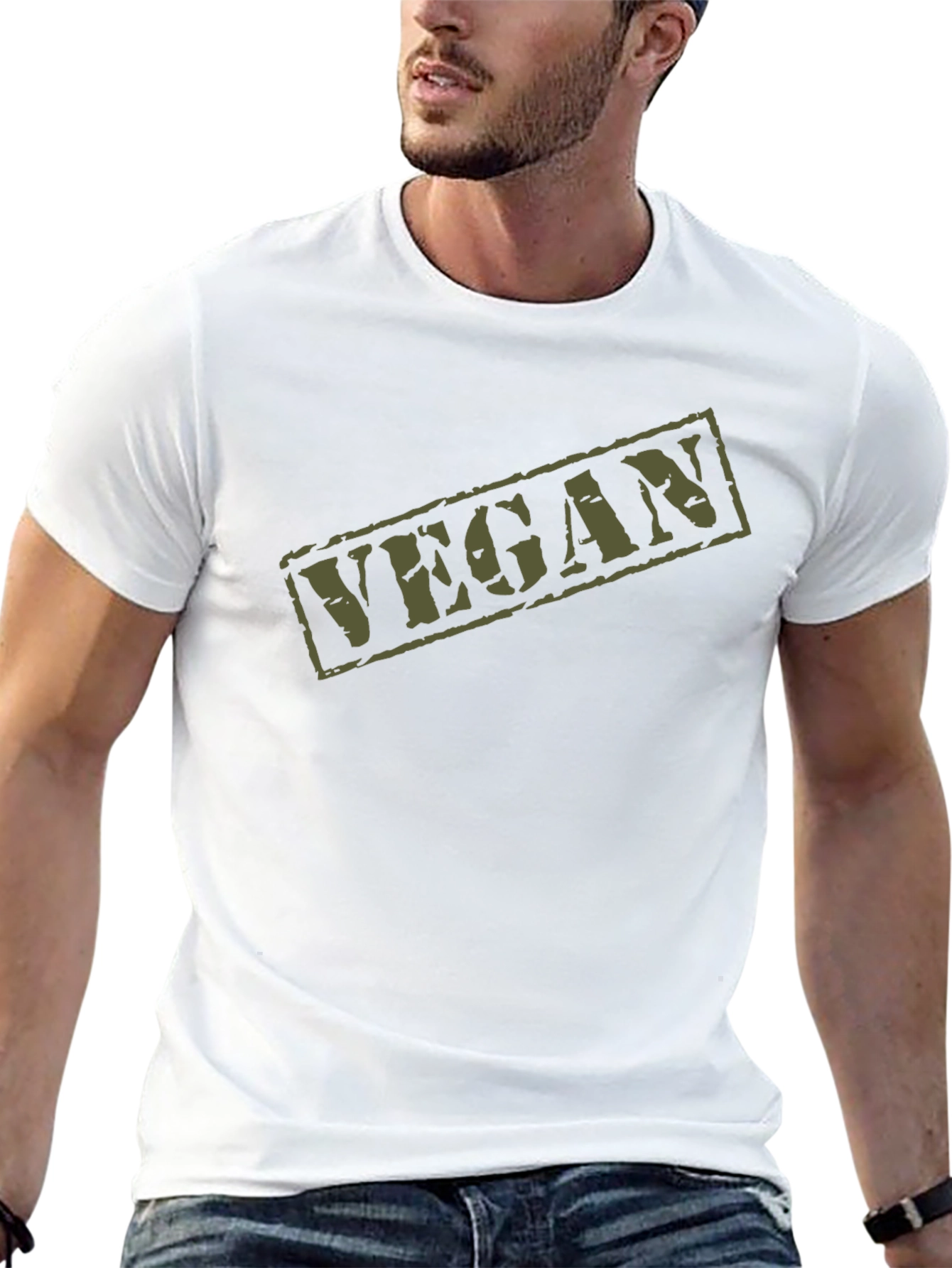 Camiseta Negra Vegan Militar Hombre Algodón