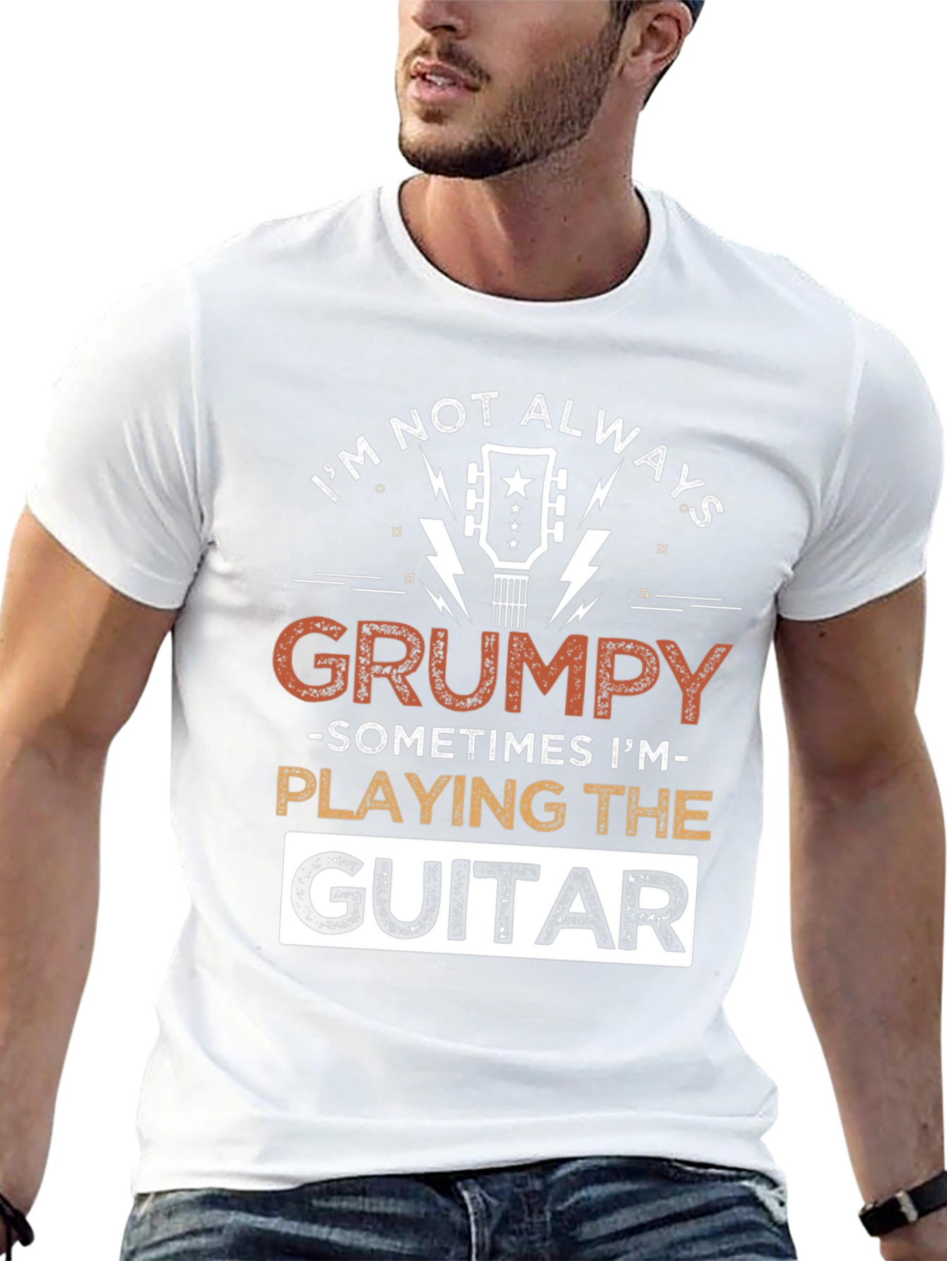Camiseta Negra con Diseño de Guitarra Grumpy