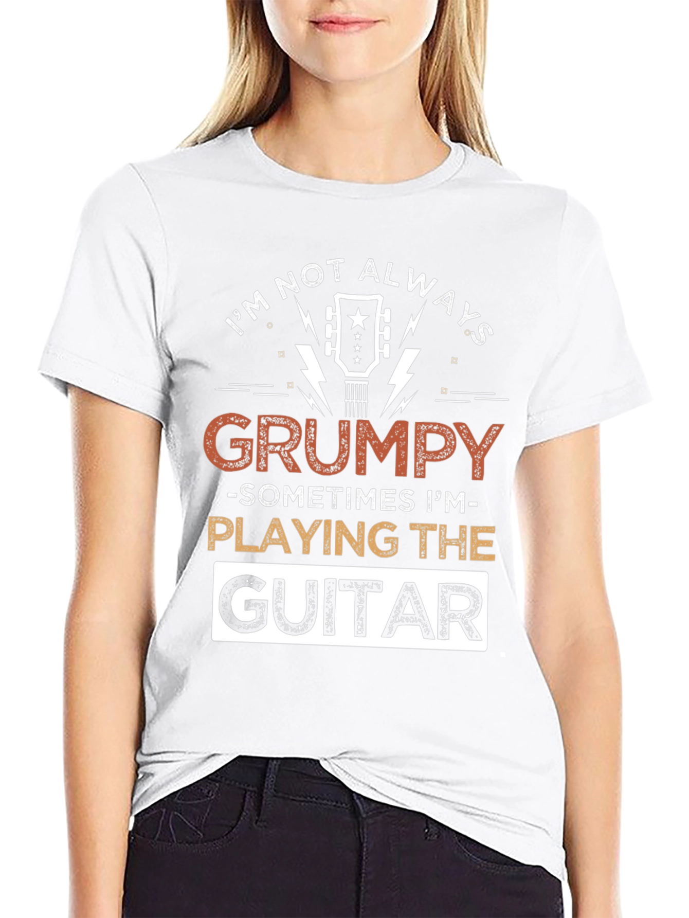Camiseta Negra con Diseño de Guitarra Grumpy