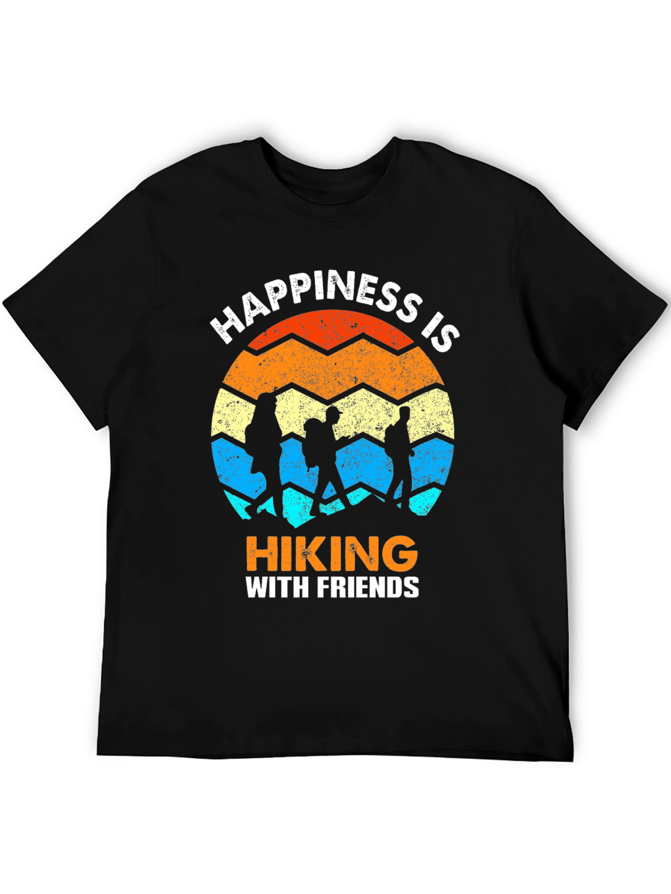Camiseta Negra Happiness is Hiking with Friends