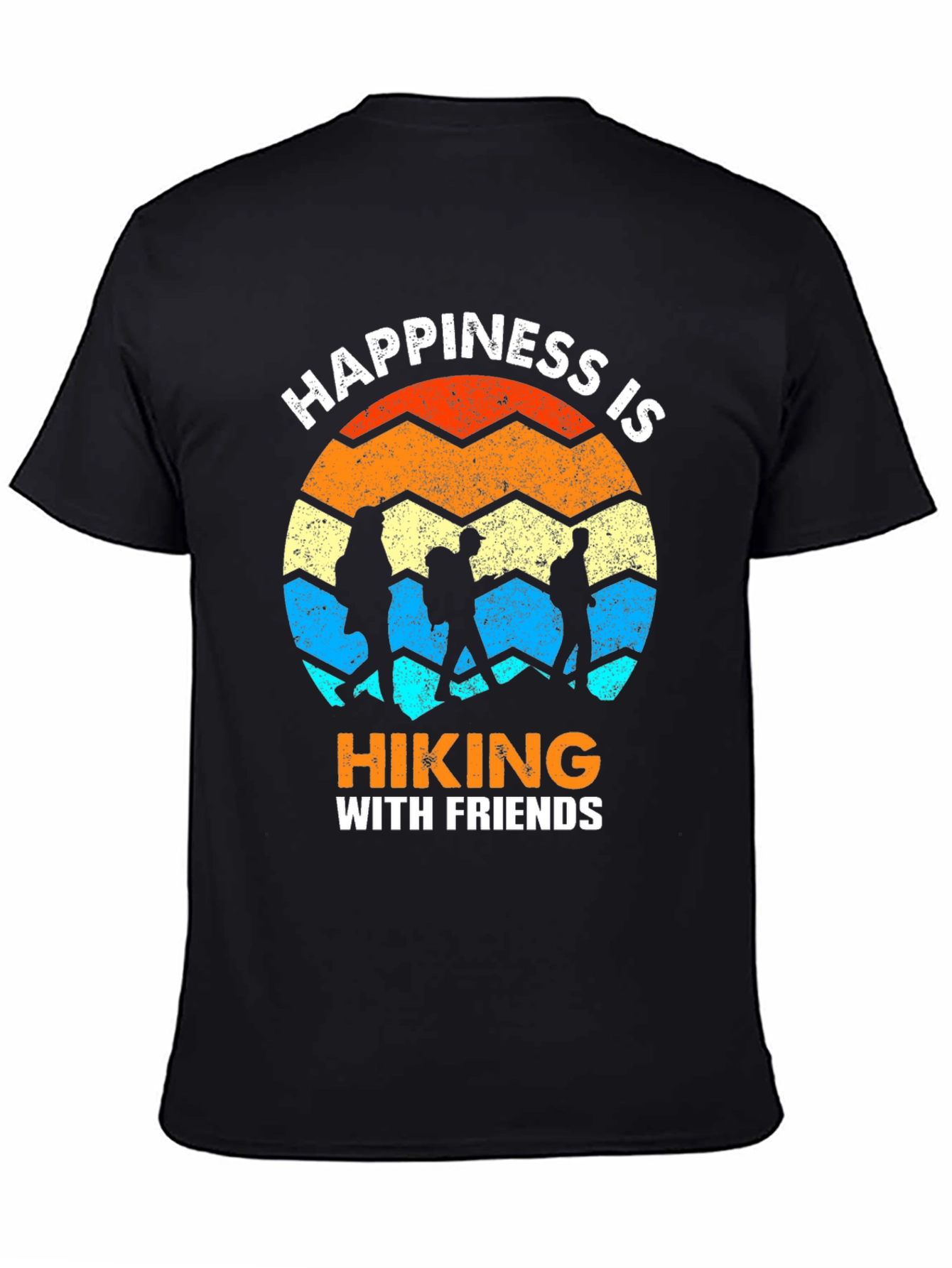 Camiseta Negra Happiness is Hiking with Friends