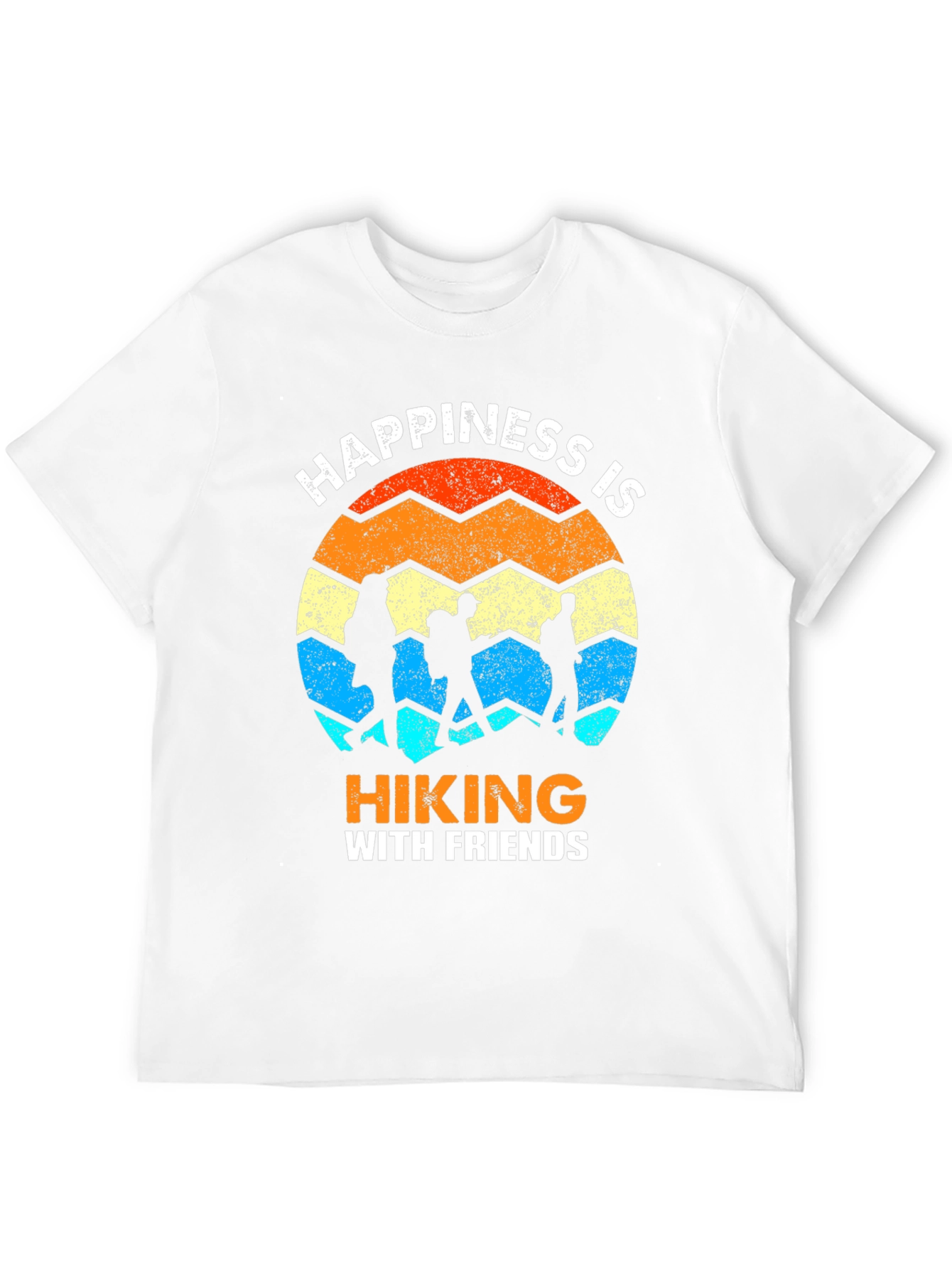 Camiseta Negra Happiness is Hiking with Friends