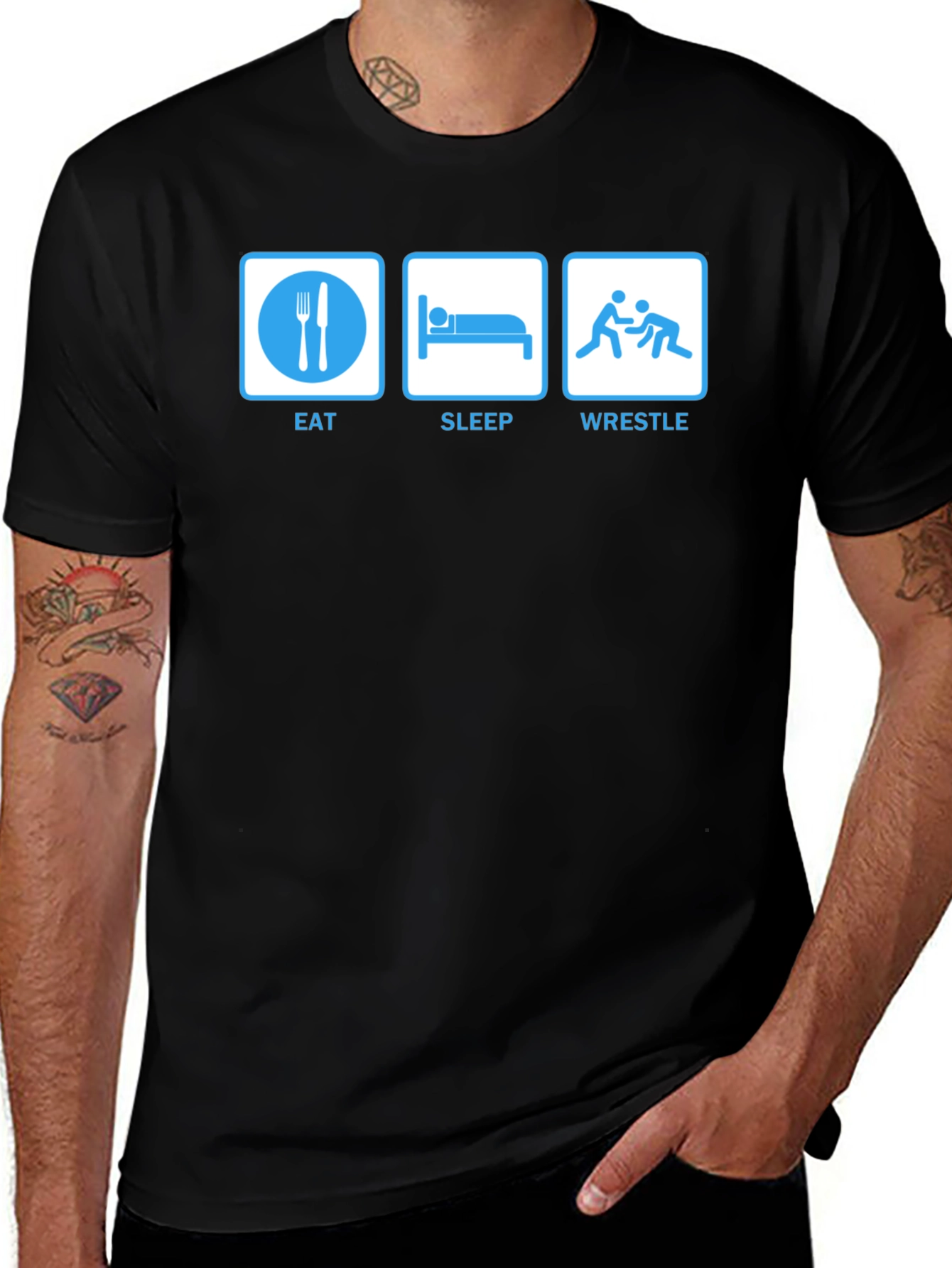 Camiseta Negra: Eat Sleep Wrestle