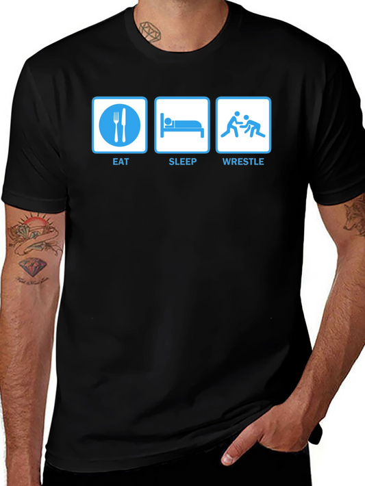 Camiseta Negra: Eat Sleep Wrestle