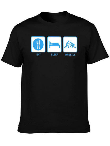 Camiseta Negra: Eat Sleep Wrestle