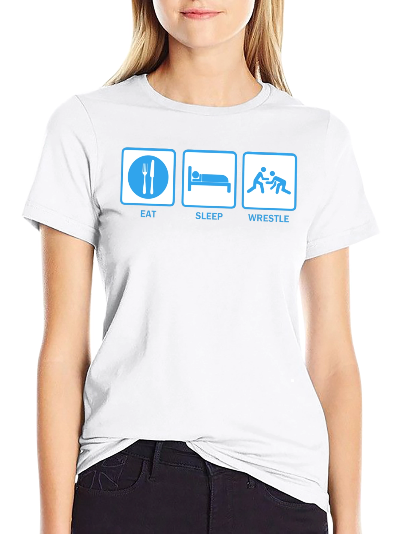 Camiseta Negra: Eat Sleep Wrestle