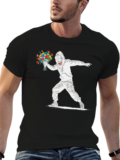 Camiseta Hombre Banksy Lanzador de Flores