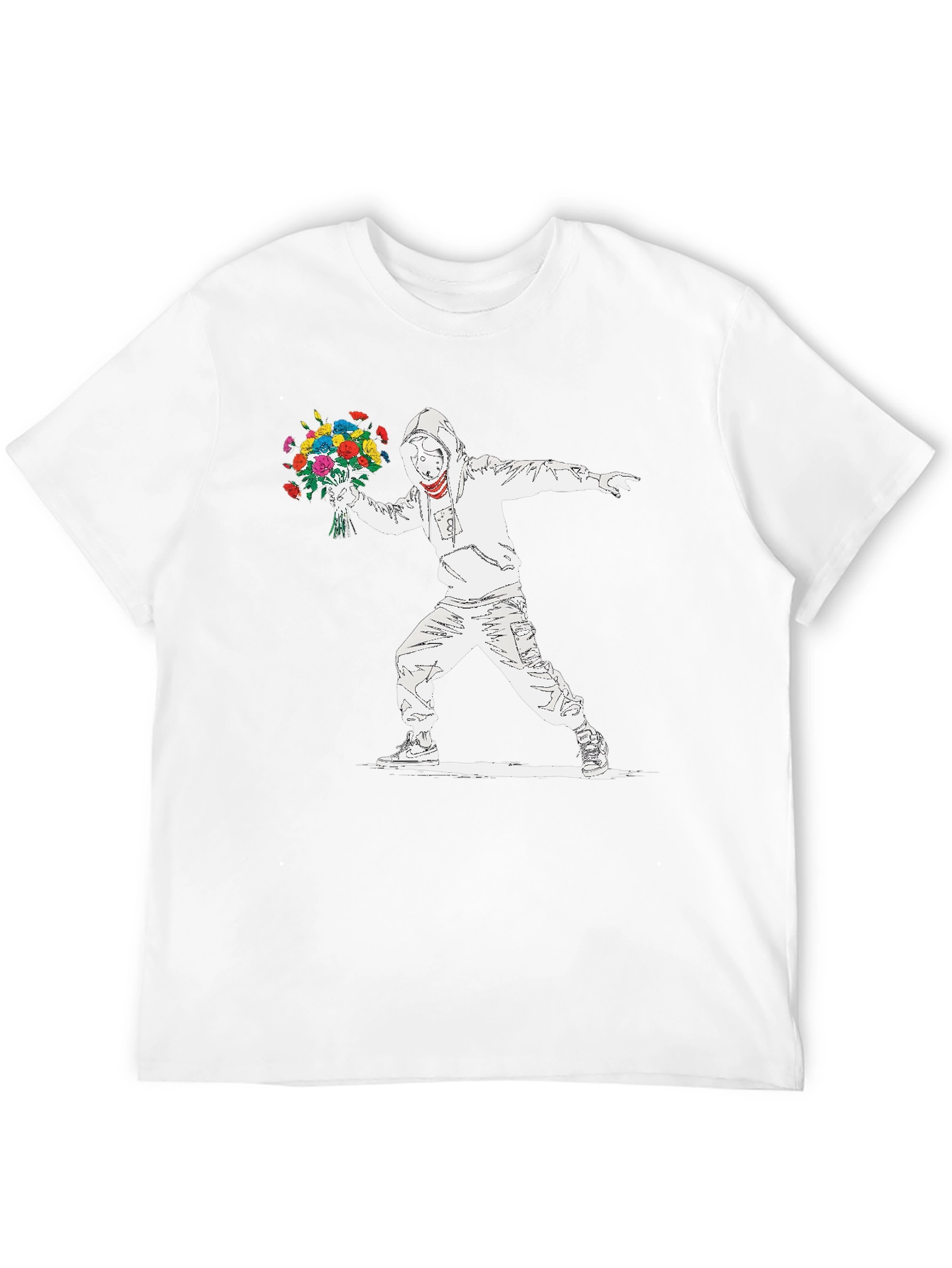 Camiseta Hombre Banksy Lanzador de Flores