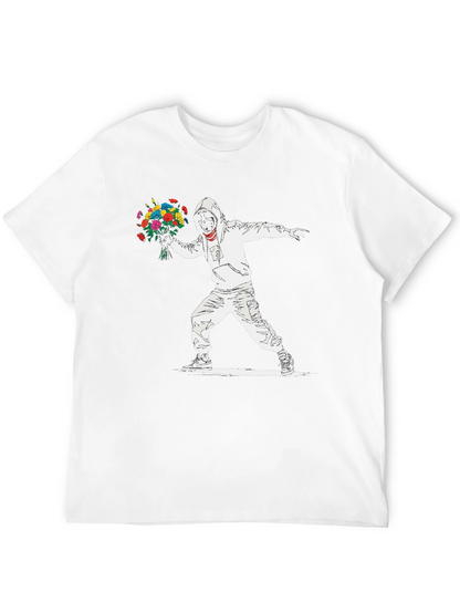 Camiseta Hombre Banksy Lanzador de Flores