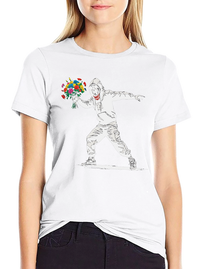 Camiseta Hombre Banksy Lanzador de Flores