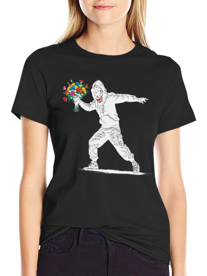 Camiseta Hombre Banksy Lanzador de Flores