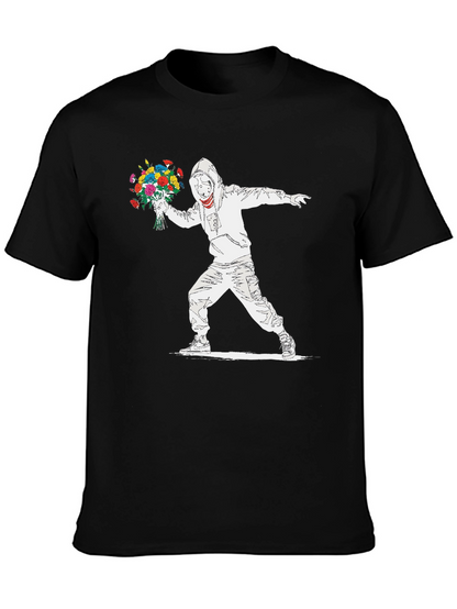 Camiseta Hombre Banksy Lanzador de Flores