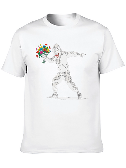 Camiseta Hombre Banksy Lanzador de Flores