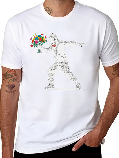 Camiseta Hombre Banksy Lanzador de Flores