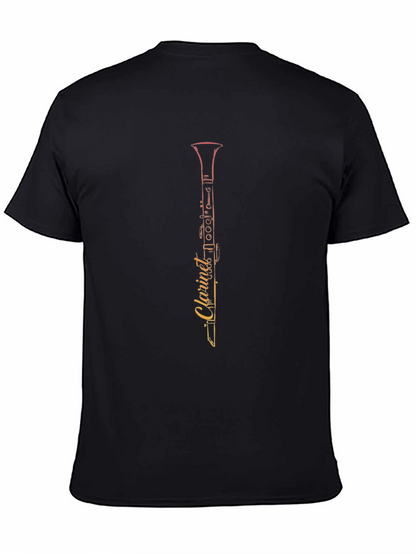 Camiseta Negra con Diseño de Clarinete Artístico
