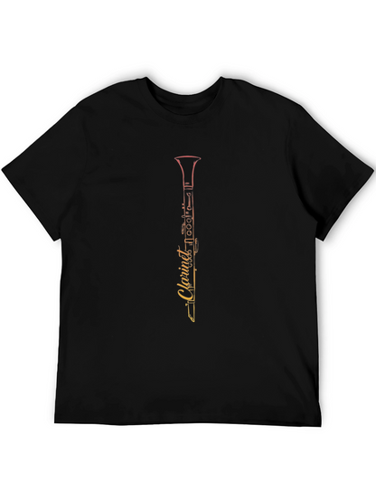 Camiseta Negra con Diseño de Clarinete Artístico