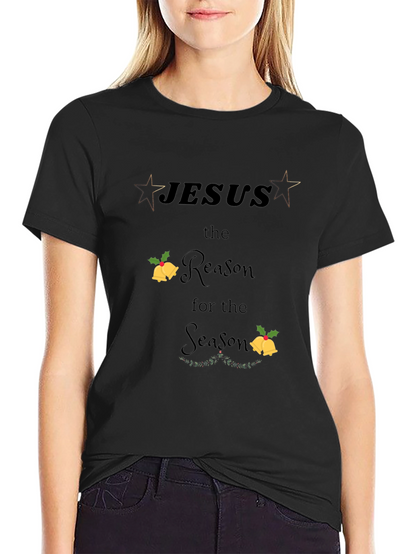 Camiseta Negra Navideña con Diseño Jesús