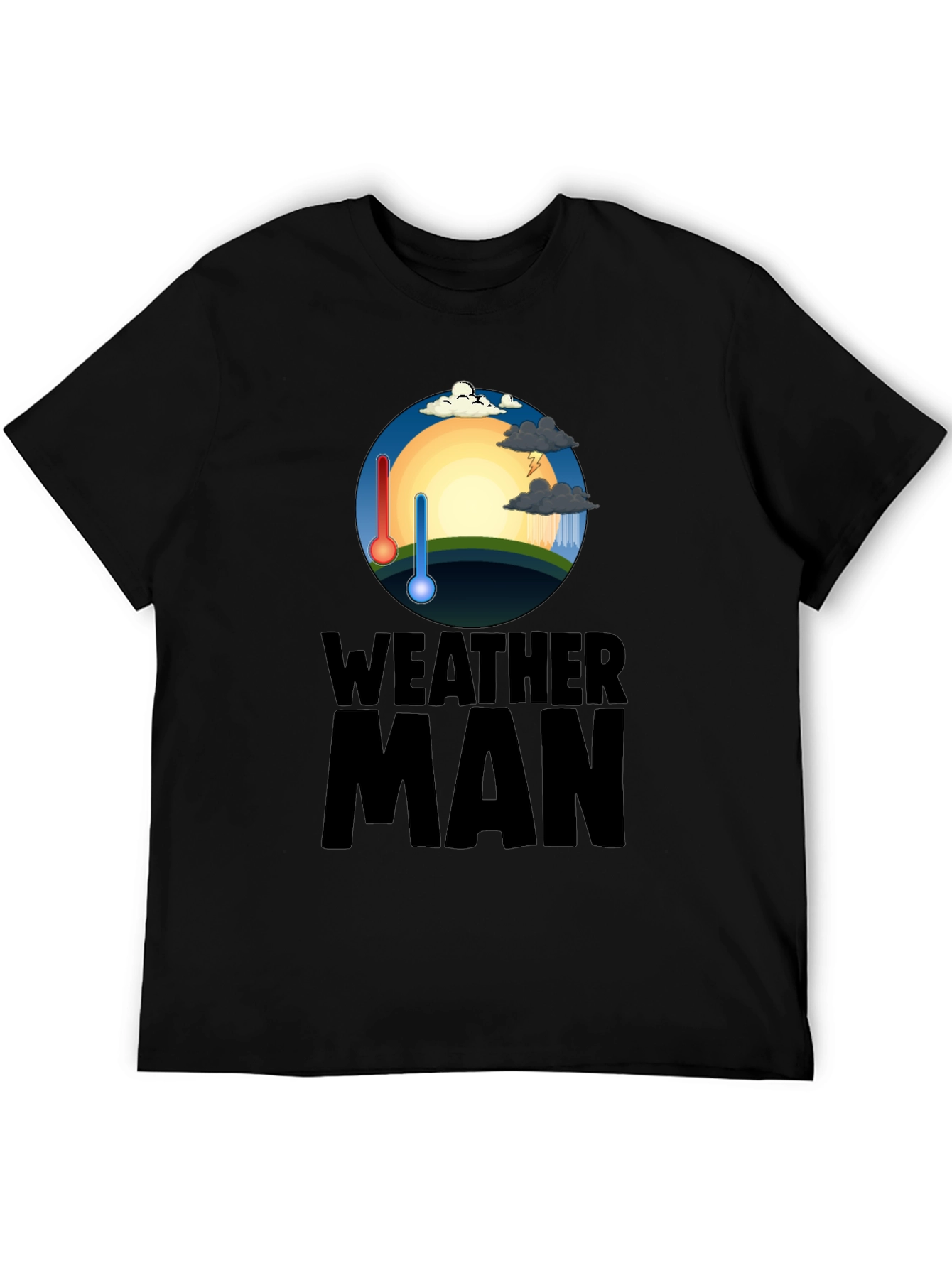 Camiseta Hombre Negra Weather Man - Divertida y Única
