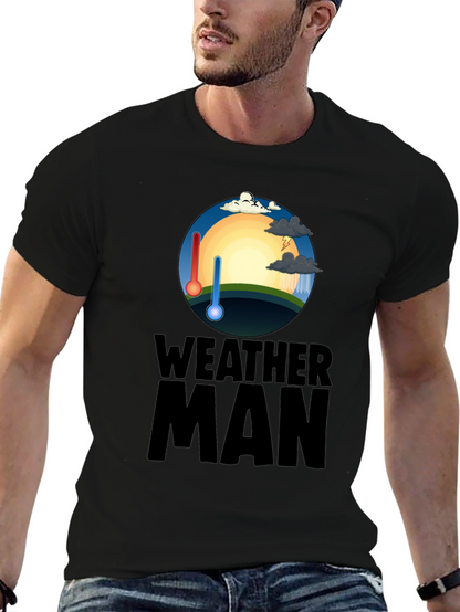 Camiseta Hombre Negra Weather Man - Divertida y Única